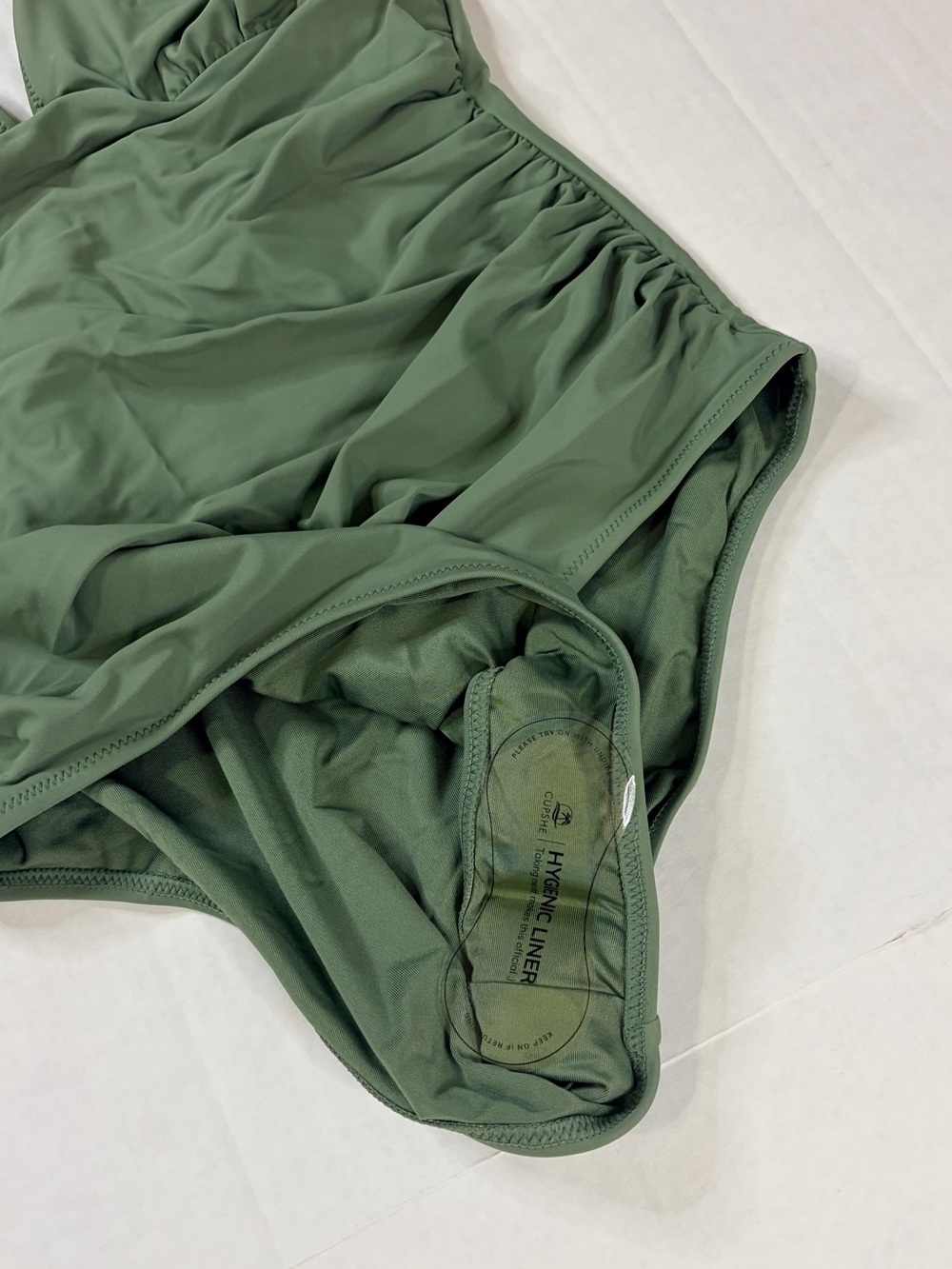 Cupshe Sage Green Ruched One-Piece Swimsuit - Picture 14 of 14